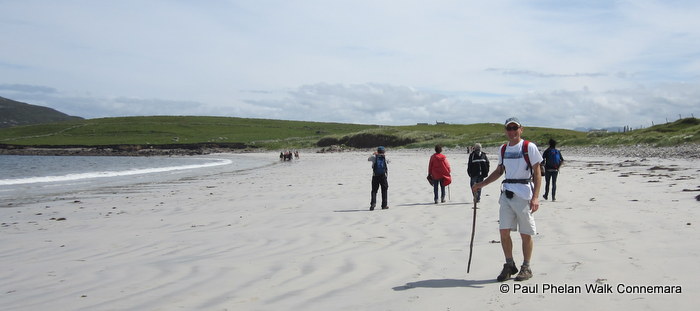 Walking along the beach at Cleggan