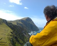 Lunch looking up at Knockmore on Clare Island